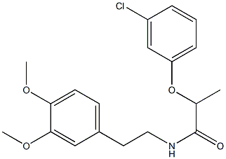 2-(3-chlorophenoxy)-N-[2-(3,4-dimethoxyphenyl)ethyl]propanamide 结构式