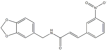 (E)-N-(1,3-benzodioxol-5-ylmethyl)-3-(3-nitrophenyl)prop-2-enamide 结构式