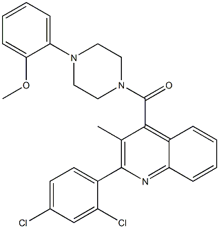 [2-(2,4-dichlorophenyl)-3-methylquinolin-4-yl]-[4-(2-methoxyphenyl)piperazin-1-yl]methanone 结构式