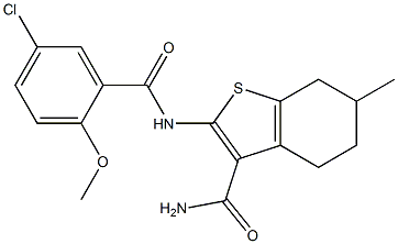 2-[(5-chloro-2-methoxybenzoyl)amino]-6-methyl-4,5,6,7-tetrahydro-1-benzothiophene-3-carboxamide 结构式