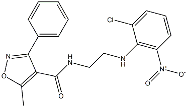 N-[2-(2-chloro-6-nitroanilino)ethyl]-5-methyl-3-phenyl-1,2-oxazole-4-carboxamide 结构式