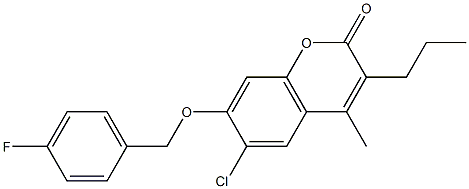 6-chloro-7-[(4-fluorophenyl)methoxy]-4-methyl-3-propylchromen-2-one 结构式