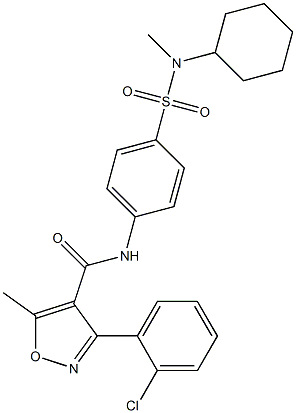 3-(2-chlorophenyl)-N-[4-[cyclohexyl(methyl)sulfamoyl]phenyl]-5-methyl-1,2-oxazole-4-carboxamide 结构式