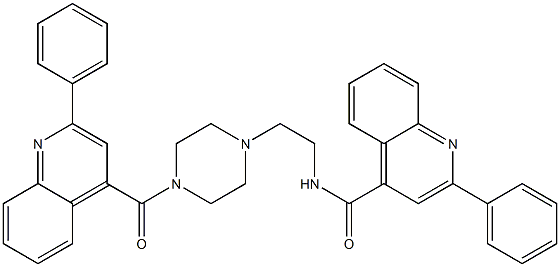 2-phenyl-N-[2-[4-(2-phenylquinoline-4-carbonyl)piperazin-1-yl]ethyl]quinoline-4-carboxamide 结构式