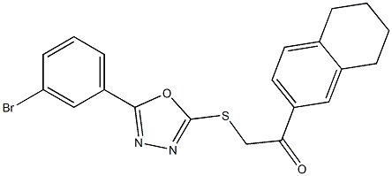 2-[[5-(3-bromophenyl)-1,3,4-oxadiazol-2-yl]sulfanyl]-1-(5,6,7,8-tetrahydronaphthalen-2-yl)ethanone 结构式