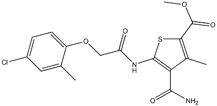 methyl 4-carbamoyl-5-[[2-(4-chloro-2-methylphenoxy)acetyl]amino]-3-methylthiophene-2-carboxylate 结构式