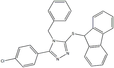 4-benzyl-3-(4-chlorophenyl)-5-(9H-fluoren-9-ylsulfanyl)-1,2,4-triazole 结构式