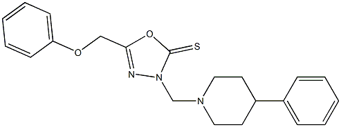 5-(phenoxymethyl)-3-[(4-phenylpiperidin-1-yl)methyl]-1,3,4-oxadiazole-2-thione 结构式