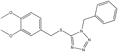 1-benzyl-5-[(3,4-dimethoxyphenyl)methylsulfanyl]tetrazole 结构式