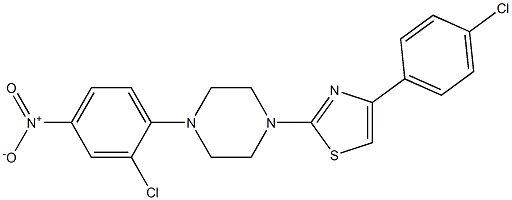 2-[4-(2-chloro-4-nitrophenyl)piperazin-1-yl]-4-(4-chlorophenyl)-1,3-thiazole 结构式