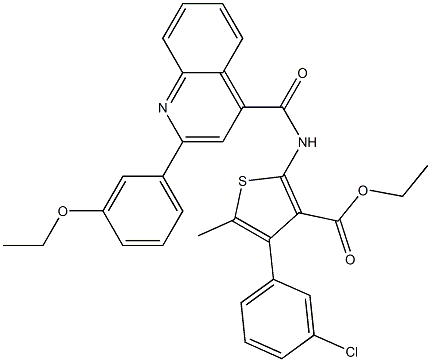 ethyl 4-(3-chlorophenyl)-2-[[2-(3-ethoxyphenyl)quinoline-4-carbonyl]amino]-5-methylthiophene-3-carboxylate 结构式