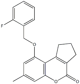 9-[(2-fluorophenyl)methoxy]-7-methyl-2,3-dihydro-1H-cyclopenta[c]chromen-4-one 结构式