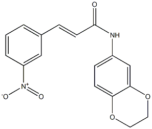 (E)-N-(2,3-dihydro-1,4-benzodioxin-6-yl)-3-(3-nitrophenyl)prop-2-enamide 结构式