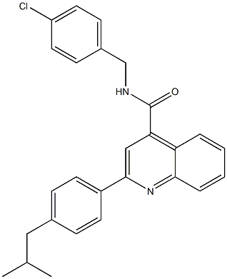 N-[(4-chlorophenyl)methyl]-2-[4-(2-methylpropyl)phenyl]quinoline-4-carboxamide 结构式