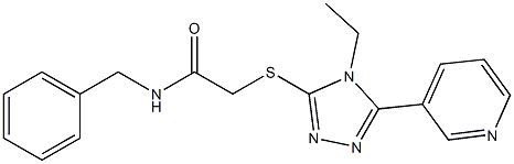 N-benzyl-2-[(4-ethyl-5-pyridin-3-yl-1,2,4-triazol-3-yl)sulfanyl]acetamide 结构式