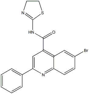 6-bromo-N-(4,5-dihydro-1,3-thiazol-2-yl)-2-phenylquinoline-4-carboxamide 结构式