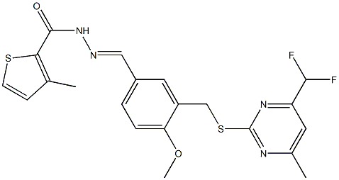 N-[(E)-[3-[[4-(difluoromethyl)-6-methylpyrimidin-2-yl]sulfanylmethyl]-4-methoxyphenyl]methylideneamino]-3-methylthiophene-2-carboxamide 结构式