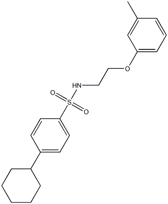 4-cyclohexyl-N-[2-(3-methylphenoxy)ethyl]benzenesulfonamide 结构式