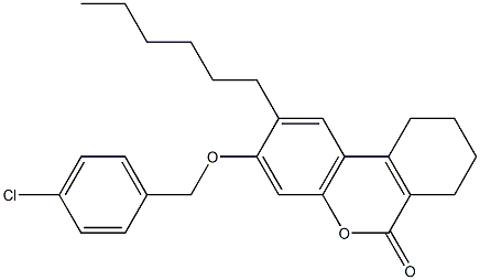 3-[(4-chlorophenyl)methoxy]-2-hexyl-7,8,9,10-tetrahydrobenzo[c]chromen-6-one 结构式