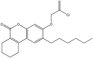 3-(2-chloroprop-2-enoxy)-2-hexyl-7,8,9,10-tetrahydrobenzo[c]chromen-6-one 结构式