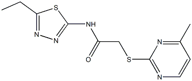 N-(5-ethyl-1,3,4-thiadiazol-2-yl)-2-(4-methylpyrimidin-2-yl)sulfanylacetamide 结构式