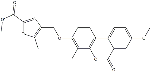 methyl 4-[(8-methoxy-4-methyl-6-oxobenzo[c]chromen-3-yl)oxymethyl]-5-methylfuran-2-carboxylate 结构式