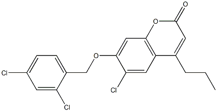 6-chloro-7-[(2,4-dichlorophenyl)methoxy]-4-propylchromen-2-one 结构式