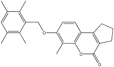 6-methyl-7-[(2,3,5,6-tetramethylphenyl)methoxy]-2,3-dihydro-1H-cyclopenta[c]chromen-4-one 结构式