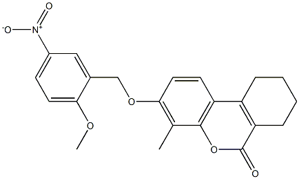 3-[(2-methoxy-5-nitrophenyl)methoxy]-4-methyl-7,8,9,10-tetrahydrobenzo[c]chromen-6-one 结构式