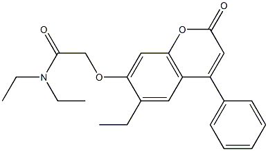 N,N-diethyl-2-(6-ethyl-2-oxo-4-phenylchromen-7-yl)oxyacetamide 结构式