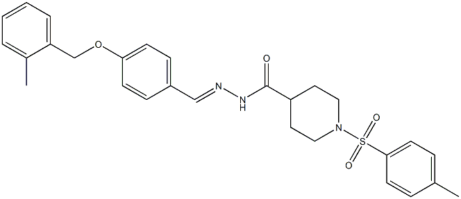 N-[(E)-[4-[(2-methylphenyl)methoxy]phenyl]methylideneamino]-1-(4-methylphenyl)sulfonylpiperidine-4-carboxamide 结构式