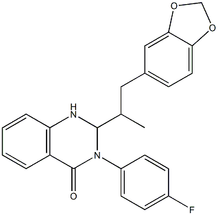 2-[1-(1,3-benzodioxol-5-yl)propan-2-yl]-3-(4-fluorophenyl)-1,2-dihydroquinazolin-4-one 结构式