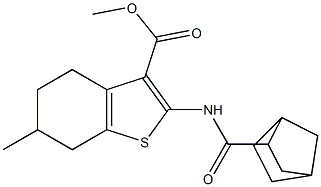 methyl 2-(bicyclo[2.2.1]heptane-3-carbonylamino)-6-methyl-4,5,6,7-tetrahydro-1-benzothiophene-3-carboxylate 结构式