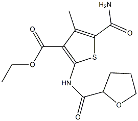 ethyl 5-carbamoyl-4-methyl-2-(oxolane-2-carbonylamino)thiophene-3-carboxylate 结构式