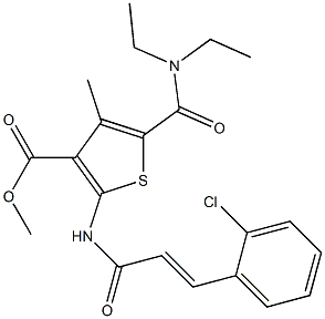 methyl 2-[[(E)-3-(2-chlorophenyl)prop-2-enoyl]amino]-5-(diethylcarbamoyl)-4-methylthiophene-3-carboxylate 结构式