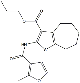 propyl 2-[(2-methylfuran-3-carbonyl)amino]-5,6,7,8-tetrahydro-4H-cyclohepta[b]thiophene-3-carboxylate 结构式