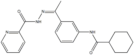 N-[(Z)-1-[3-(cyclohexanecarbonylamino)phenyl]ethylideneamino]pyridine-2-carboxamide 结构式