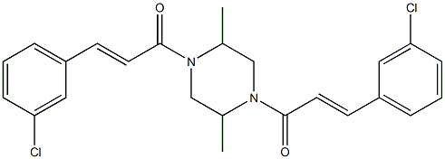 (E)-3-(3-chlorophenyl)-1-[4-[(E)-3-(3-chlorophenyl)prop-2-enoyl]-2,5-dimethylpiperazin-1-yl]prop-2-en-1-one 结构式