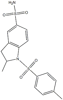 2-methyl-1-(4-methylphenyl)sulfonyl-2,3-dihydroindole-5-sulfonamide 结构式