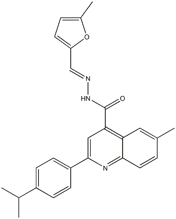 6-methyl-N-[(E)-(5-methylfuran-2-yl)methylideneamino]-2-(4-propan-2-ylphenyl)quinoline-4-carboxamide 结构式