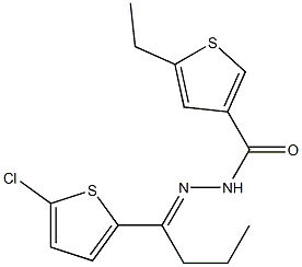 N-[(E)-1-(5-chlorothiophen-2-yl)butylideneamino]-5-ethylthiophene-3-carboxamide 结构式