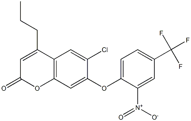 6-chloro-7-[2-nitro-4-(trifluoromethyl)phenoxy]-4-propylchromen-2-one 结构式