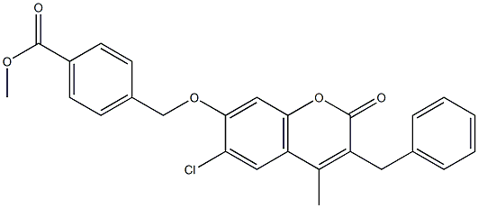 methyl 4-[(3-benzyl-6-chloro-4-methyl-2-oxochromen-7-yl)oxymethyl]benzoate 结构式