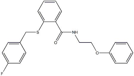 2-[(4-fluorophenyl)methylsulfanyl]-N-(2-phenoxyethyl)benzamide 结构式