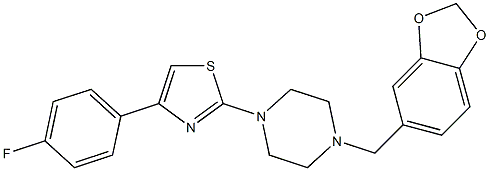 2-[4-(1,3-benzodioxol-5-ylmethyl)piperazin-1-yl]-4-(4-fluorophenyl)-1,3-thiazole 结构式