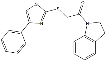 1-(2,3-dihydroindol-1-yl)-2-[(4-phenyl-1,3-thiazol-2-yl)sulfanyl]ethanone 结构式