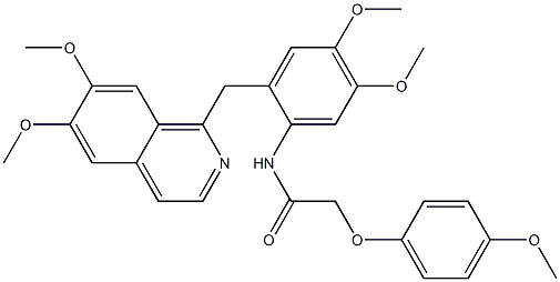 N-[2-[(6,7-dimethoxyisoquinolin-1-yl)methyl]-4,5-dimethoxyphenyl]-2-(4-methoxyphenoxy)acetamide 结构式