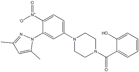 [4-[3-(3,5-dimethylpyrazol-1-yl)-4-nitrophenyl]piperazin-1-yl]-(2-hydroxyphenyl)methanone 结构式