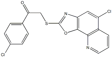 2-[(5-chloro-[1,3]oxazolo[4,5-h]quinolin-2-yl)sulfanyl]-1-(4-chlorophenyl)ethanone 结构式