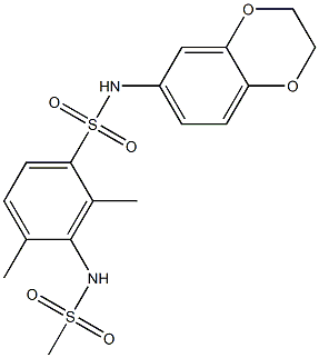 N-(2,3-dihydro-1,4-benzodioxin-6-yl)-3-(methanesulfonamido)-2,4-dimethylbenzenesulfonamide 结构式